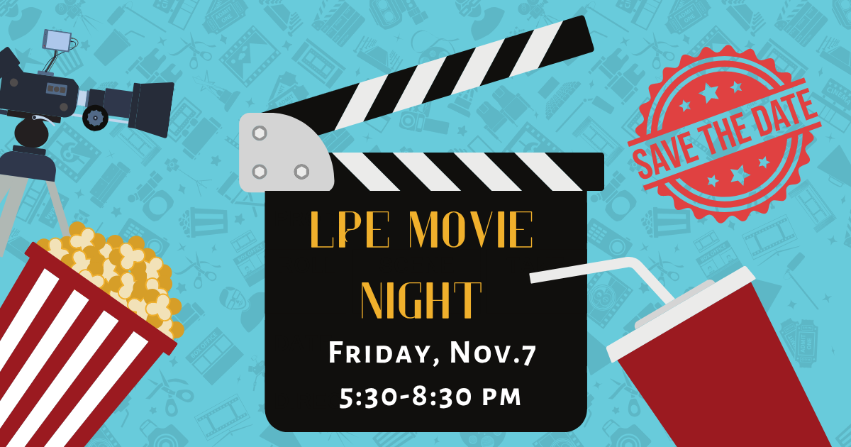 Blue And Red Illustrated Movie Night save the date